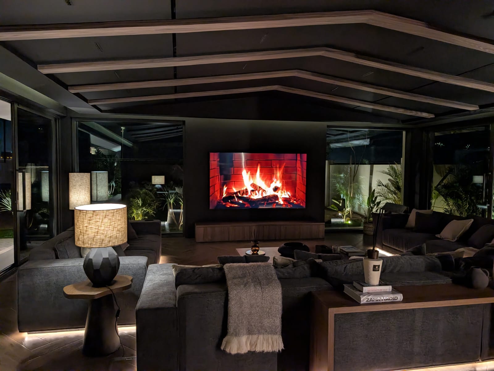 Interior — fireplace seating